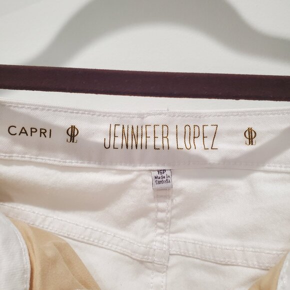 Jennifer Lopez White Cotton Spandex Blend Capri 5 Pocket Style Jeans   16P - Picture 10 of 10